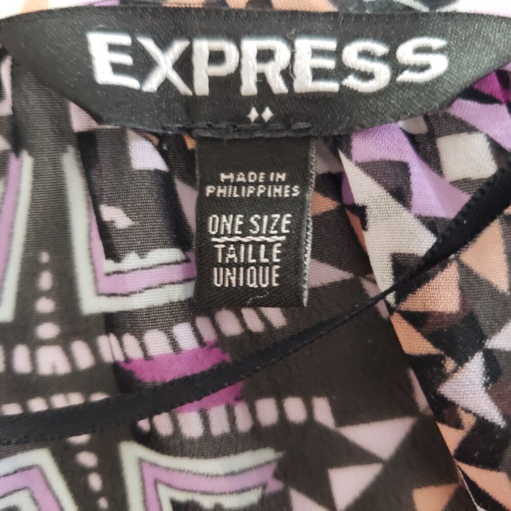 Express Boho Geometric Kimono One Size Open Front Lightweight Cardigan - Picture 6 of 8